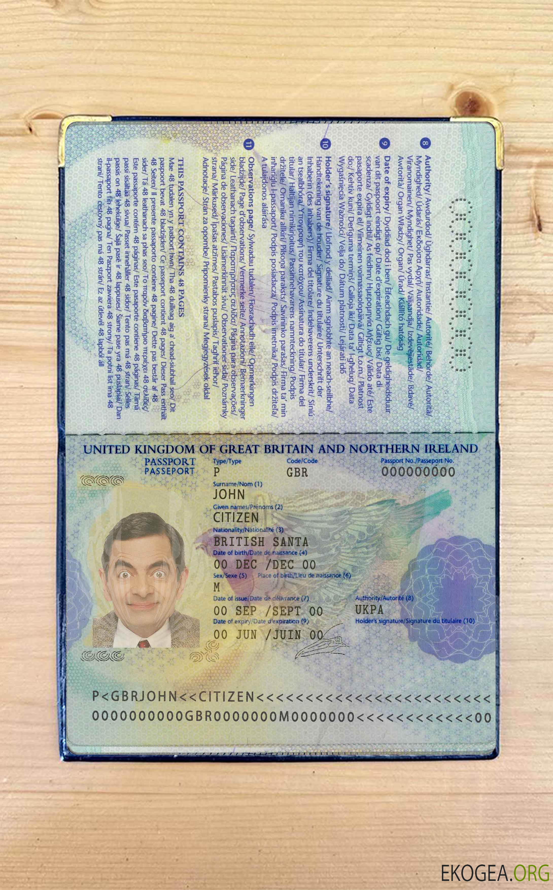 Aperçu photo du passeport britannique 2006 2010